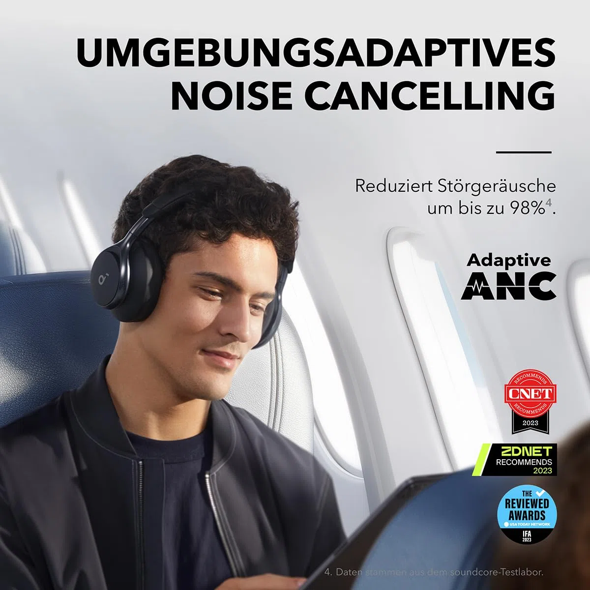 soundcore by Anker, Space One, Active Noise Cancelling Headphones, 2X Stronger Voice Reduction, 40H ANC Playtime, App Control, LDAC Hi-Res Wireless Audio, Comfortable Fit, Clear Calls, Bluetooth 5.3