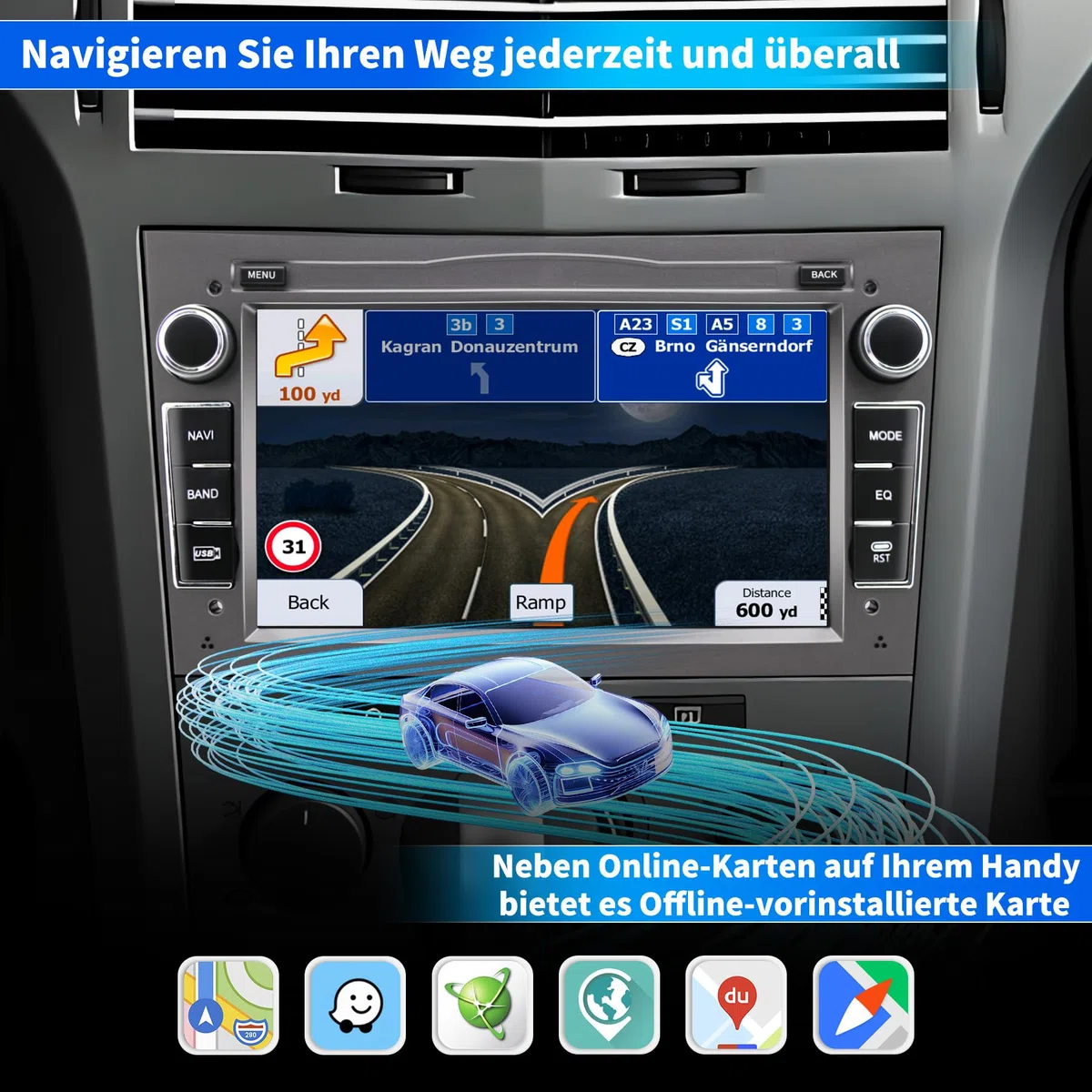 Autoradio für Opel Astra Corsa Zafira, Android 13 System 2G+32GB mit GPS-Navigation CarPlay Android Auto WLAN Bluetooth MirrorLink, 7-Zoll-Touchscreen FM-Radio Lenkradsteuerung, Grau