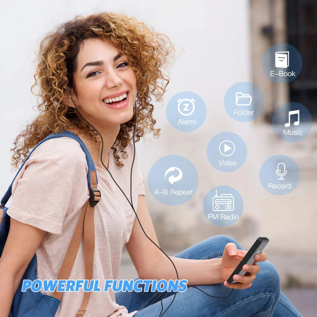 AGPTEK MP3 Player, 16GB verlustfrei MP3 mit 1,8 Zoll Bildschirm, 70 Stunden tragbare Musik Player mit Kopfhörer, FM Radio, Bilder, Aufnahmen, E-Buch, Schwarz