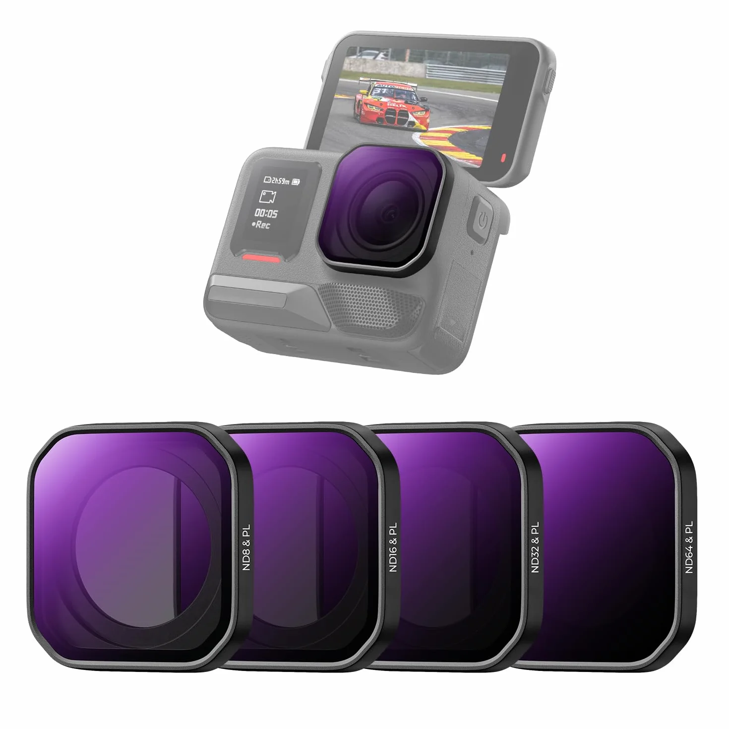 K&F CONCEPT Upgrade ND&PL Schraubfilter-Set Kompatibel mit Insta360 Ace Pro 2, ND8/PL+ND16/PL+ND32/PL+ND64/PL, Neutraldichte-Polarisationsfilter für Actionkameras, HD-Optikglas Mehrfachbeschichtung