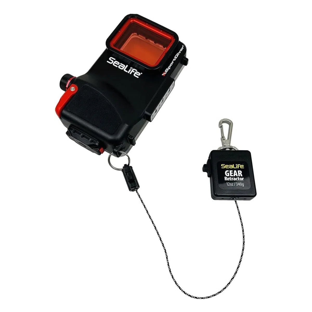 Sealife Unterwasser Karabiner-Rückholsystem in Groß (SL926) für SportDiver Smartphone Gehäuse und Kameras mit Unterwassergehäuse mit Einer Reissfestigkeit von ca. 36 kg
