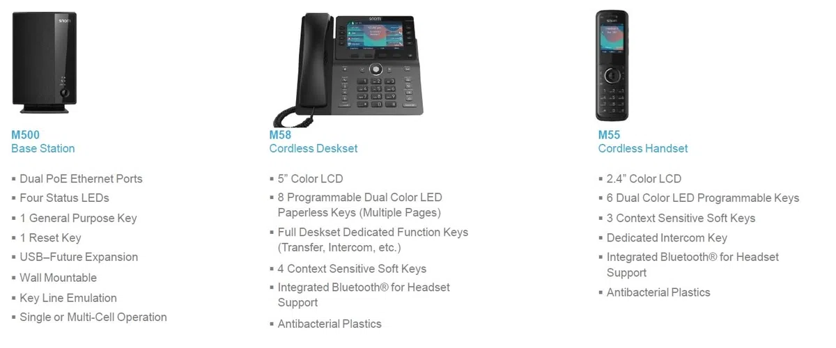 Snom M58 DECT-Mobilteil, 5" Farbdisplay, SIP, Schwarz, 00004631 | HD-Audio Schnurlostelefon für M500-System, 5-Zoll-Touchscreen, SRTP/TLS-Verschlüsselung, Home Office & KMU, 3 Jahre Garantie
