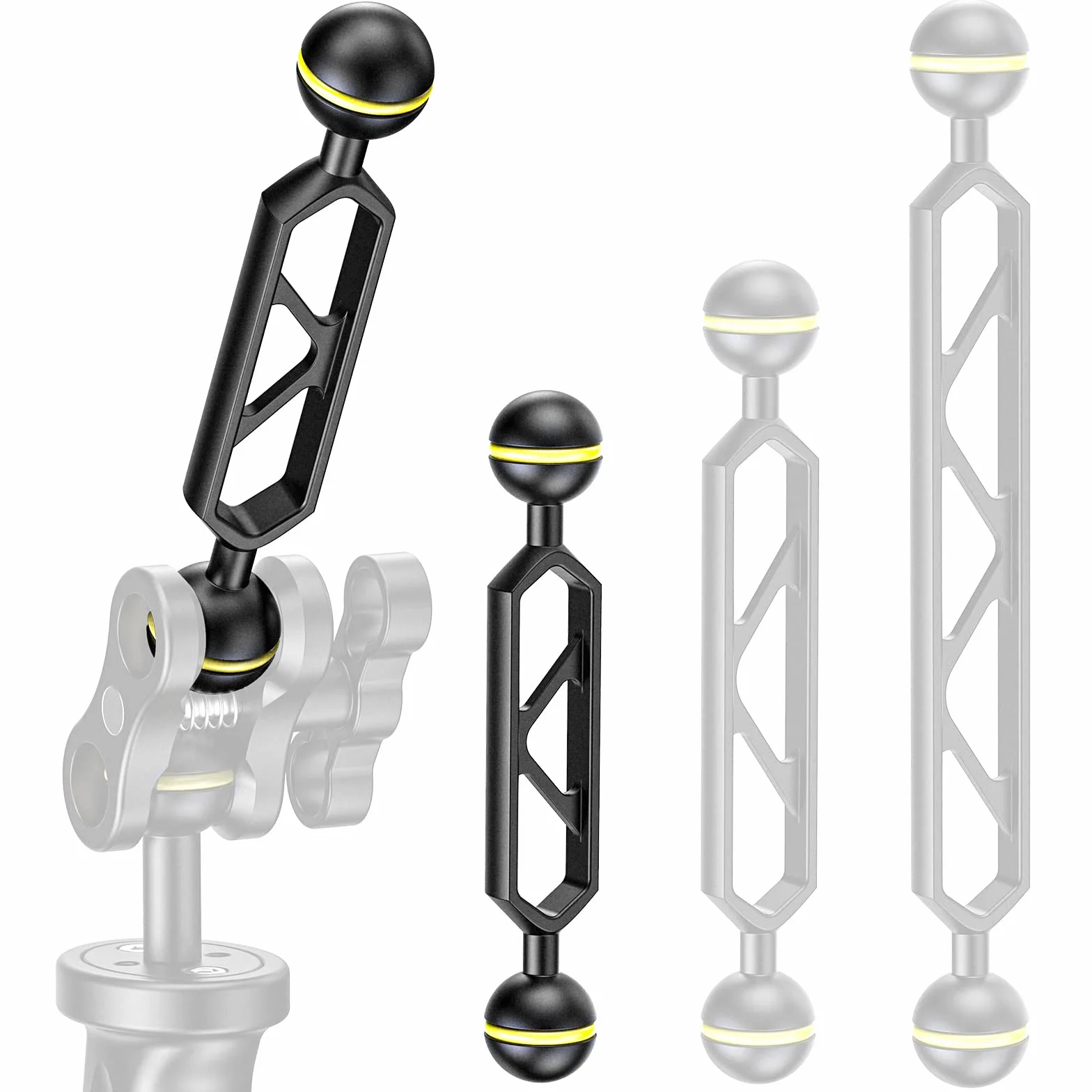 Sea Frogs 2 Stück 5"/12,7cm Doppel Kugelarm Zum Aluminium 1" Kugelarm Zum Anschließen von StroboskopVideolicht an Unterwassergehäuse
