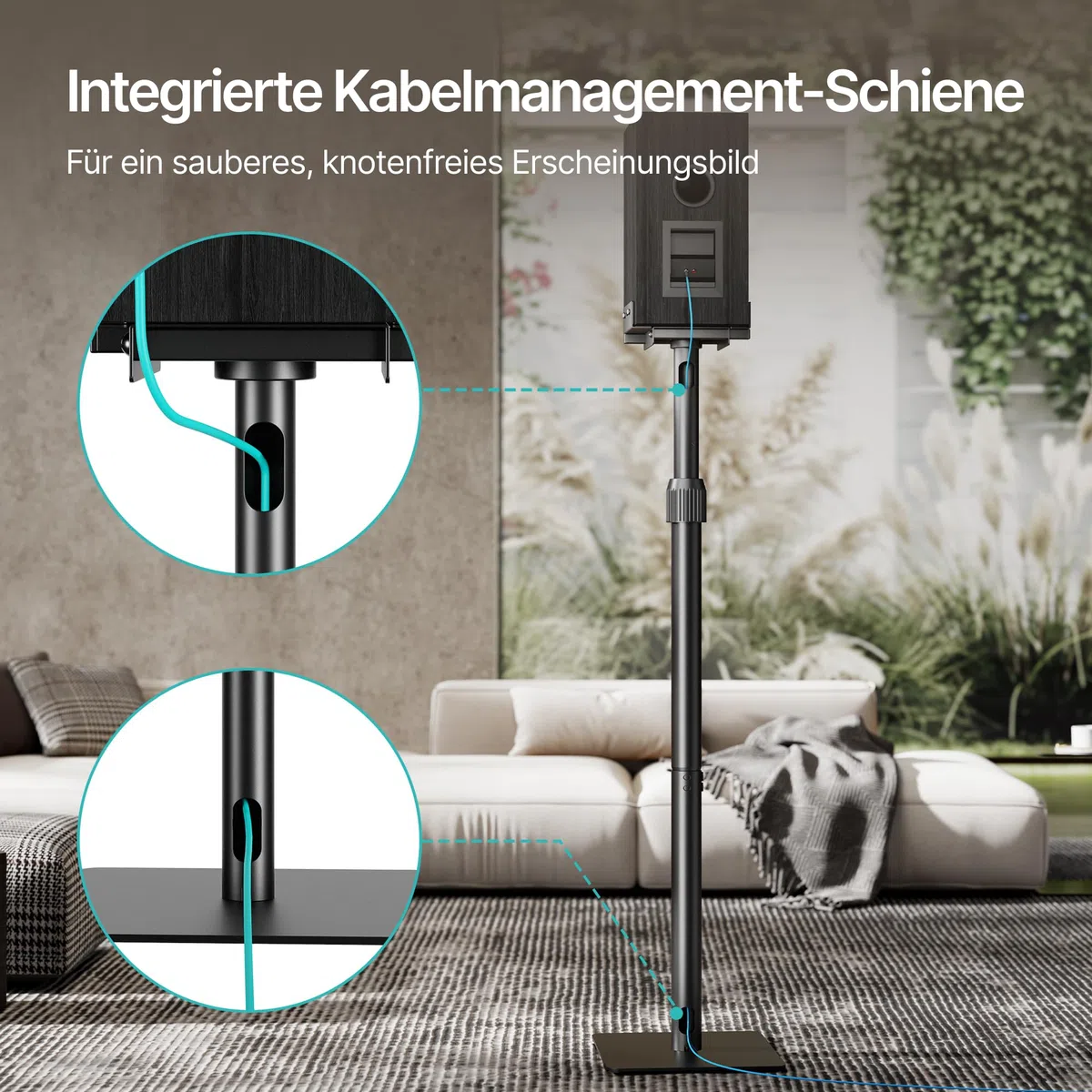 Pegzone Universal Lautsprecherständer, Boxenständer höhenverstellbar von 85,8 cm bis 112,8 cm,Tragfähigkeit 5 kg, kompatibel mit Bose/JBL/Sony, schwarz, 2er-Set (Paar)