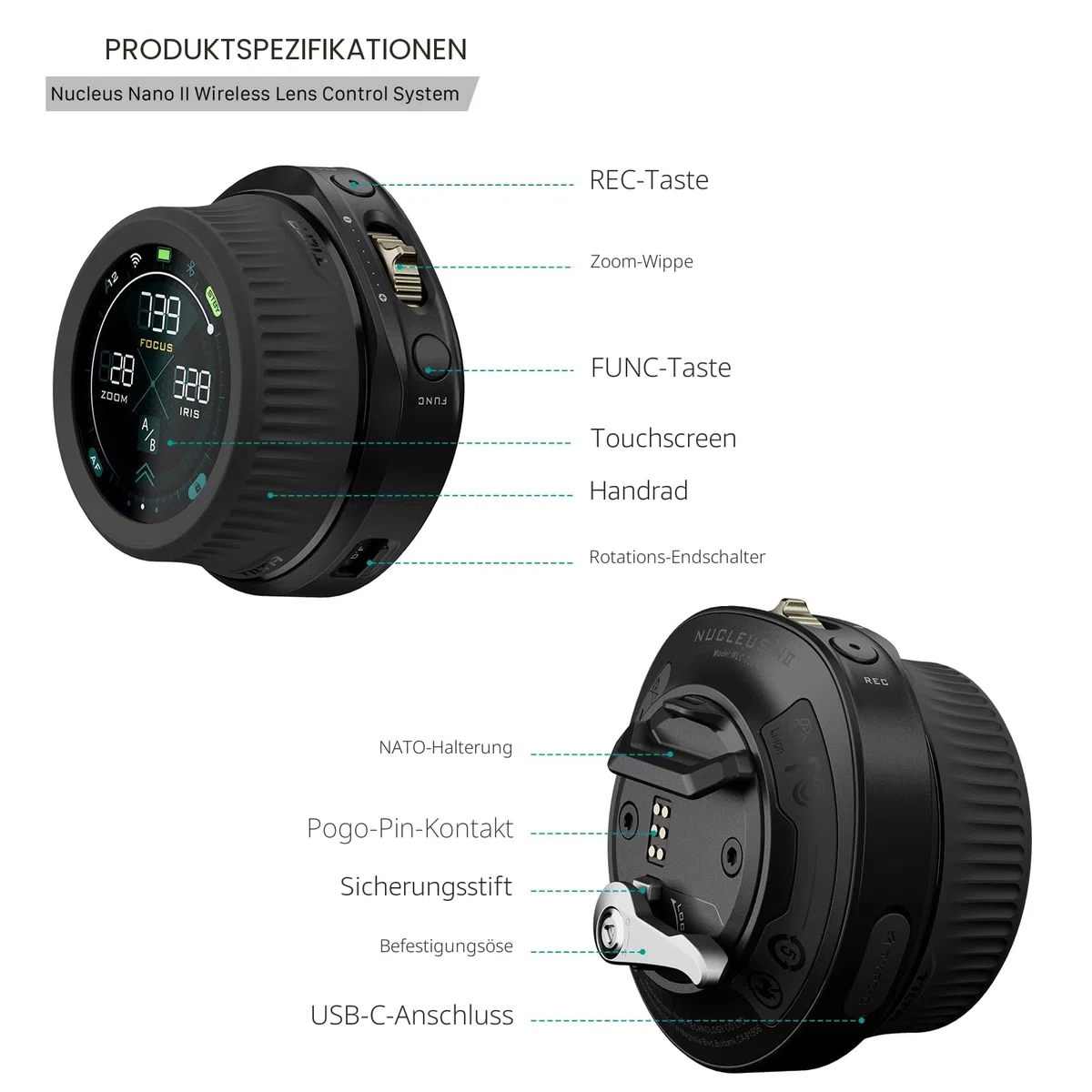 Tilta Nucleus Nano II Follow Focus Drahtloses Objektivsteuersystem WLC-T05 | Inkl. Motor, USB-C Stromkabel, Handrad Controller, Kompatibel mit Nucleus M/Nano, DJI Ronin Gimbals, Kameras