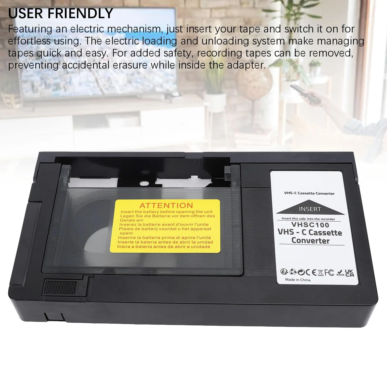 Vikye VHS-C-Kassettenadapter, S-VHS-C S-Kassettenrekorder mit Elektrischer Ladung für die Konvertierung von -Playern in Digitale