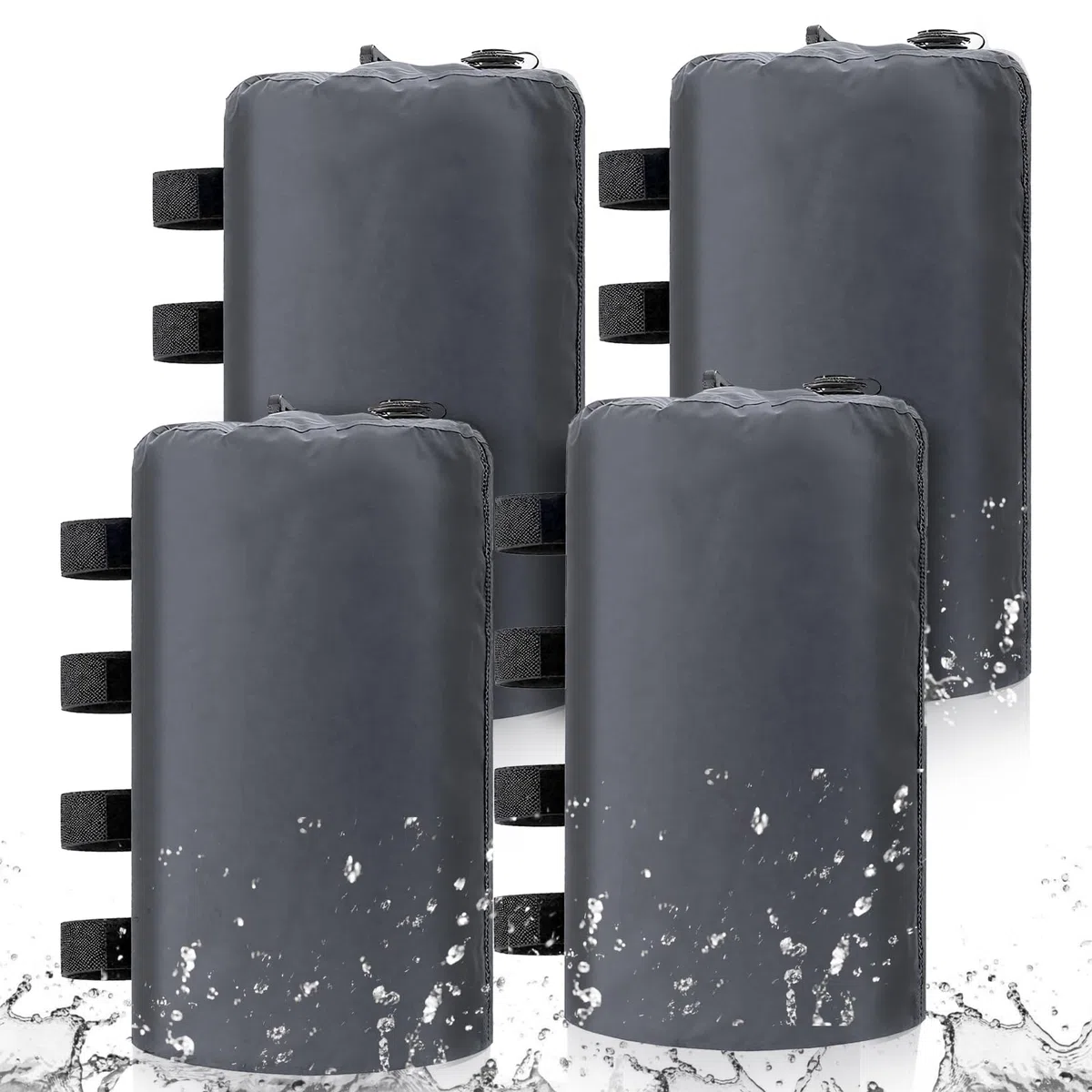 4er Set Wassergewichtstasche 10 Liter 500D Standfuß Sandsäcke Pavillonstandfüße mit Wasser befüllbar Baldachin-Gewichtssack für Outdoor Pavillons Gartenzelte Festzelte (Grau)
