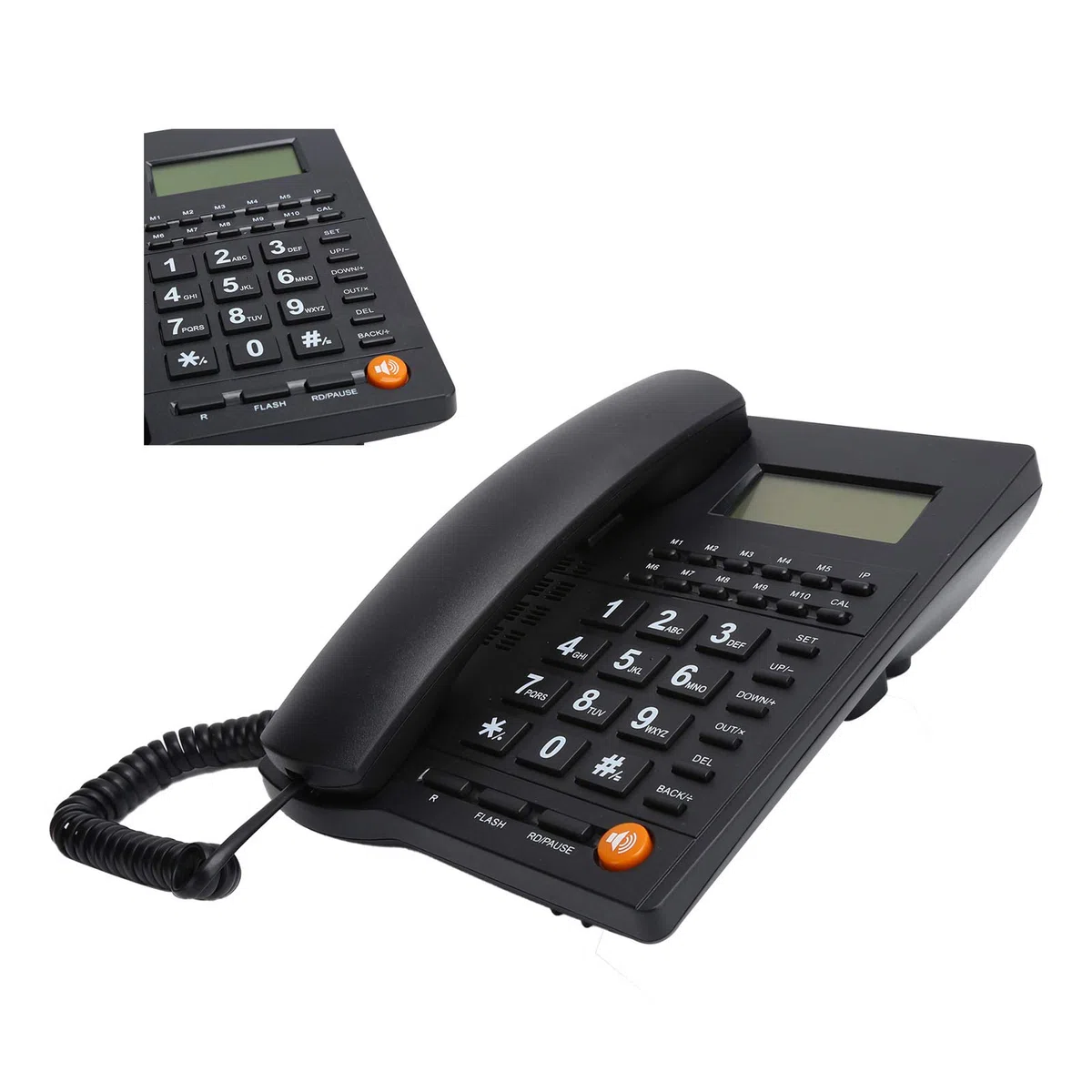 Schnurgebundenes Telefon, Kabelgebundenes Haustelefon, Telefon mit Großen Tasten für ältere Menschen, Anrufer ID-Anzeige/HD Anrufqualität (Rauschunterdrückung), Plug-and-Play. Schwarz