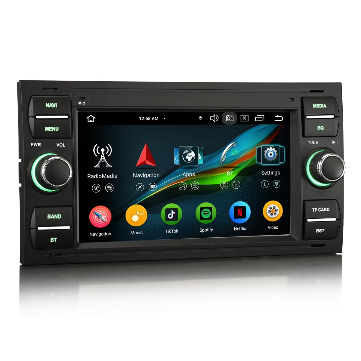 Erisin Android 16 Acht-Kern Autoradio 4GB+64GB Für Ford Focus C-Max S-Max Galaxy Kuga Fiesta Transit mit GPS Navigation CarPlay Android AUTO WiFi 4G Bluetooth AM/FM RDS Radio Touchscreen DAB+ DVR OBD2