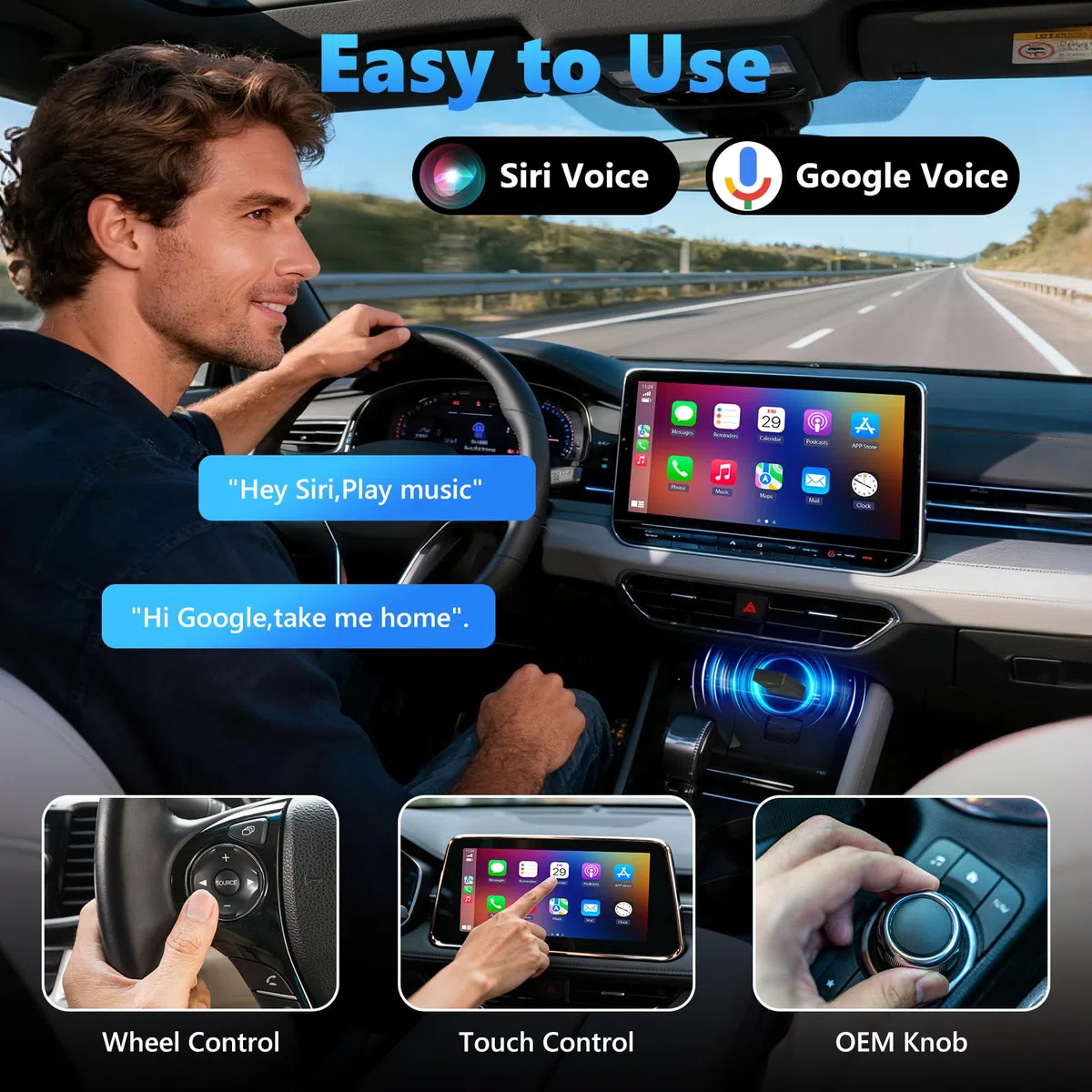 2 IN 1 Wireless CarPlay & Android Auto Adapter, Kabelloser USB-Dongle für Autos, Kabelloses CarPlay & Android Auto, Plug & Play, Schnelle Stabile Verbindung, Unterstützt iOS 10+ und An-droid 11+