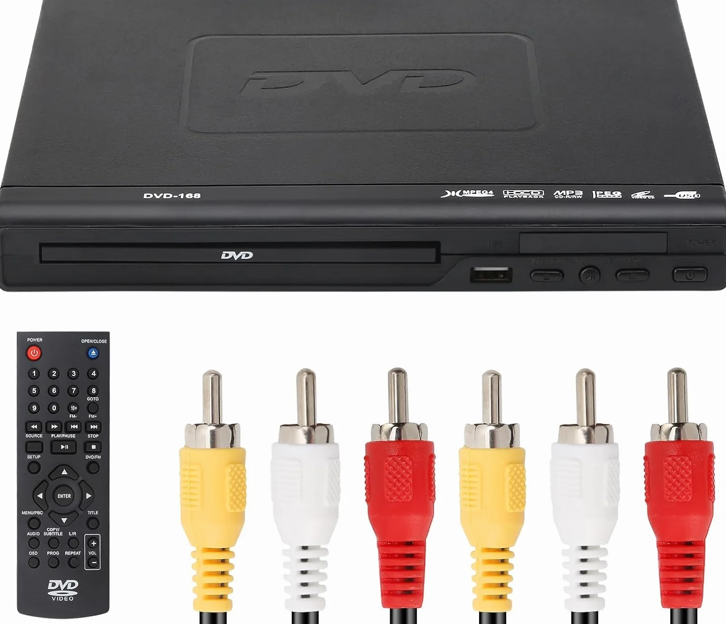 NCONCO DVD Player, DVD Player VCD Player für TV mit AV Kabel, CD Player USB Multifunktions- Player mit Fernbedienung für Heimstereoanlage