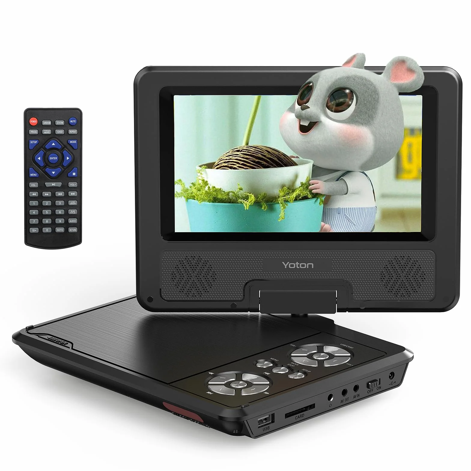 9,5" Tragbarer DVD-Player für Kinder im Auto mit 7,5" HD-Schwenkbildschirm, Stereo-Lautsprechern, 6 Stunden Akkulaufzeit, Sync-TV/USB/SD-Karte-Unterstützung [Kein Blu-ray Support]
