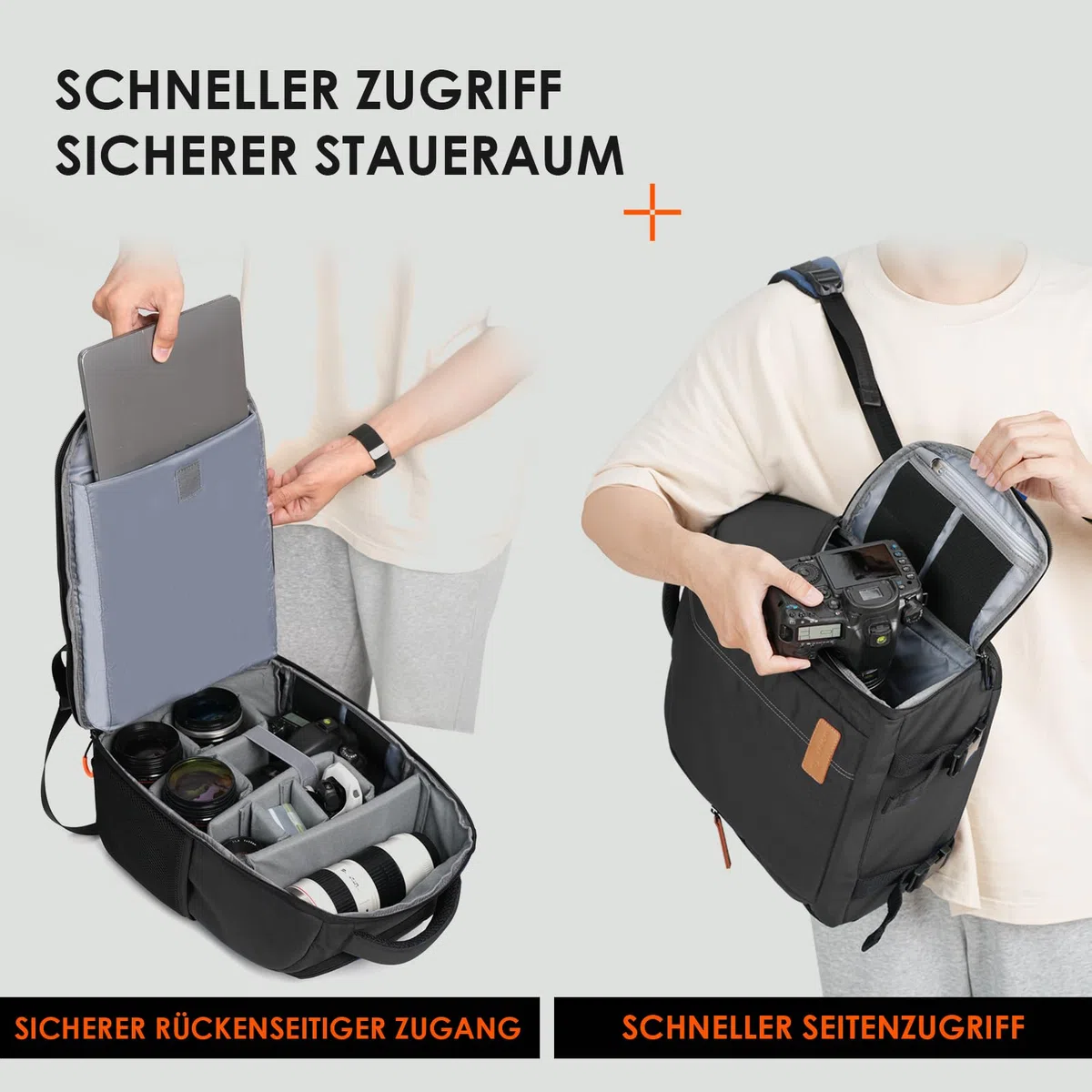 TARION Kamerarucksack Spiegelreflex Fotorucksack Wasserdicht Leicht und Kompakt Klein DSLR Rucksack mit 15 Zoll Laptopfach und Regenhaube