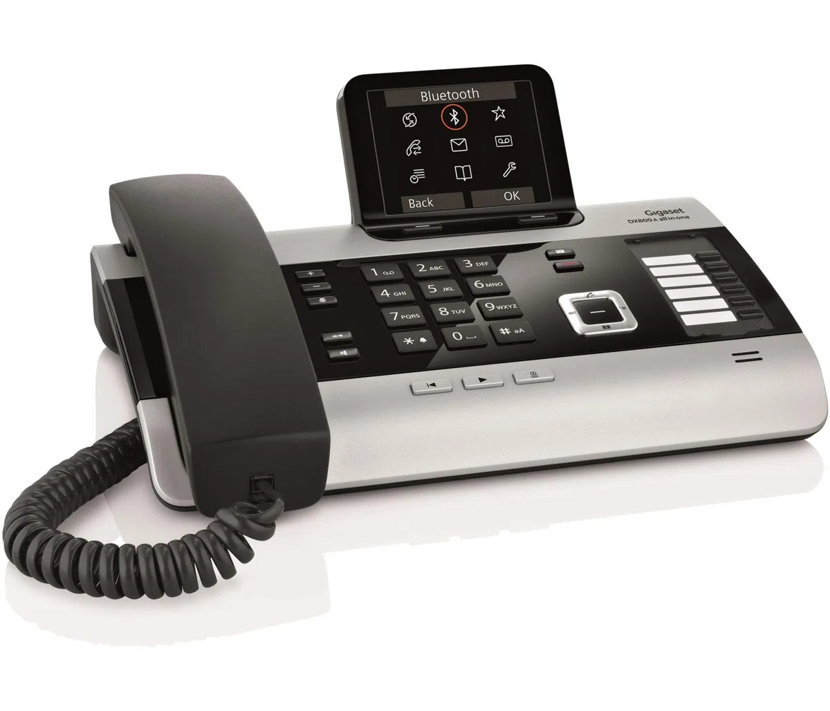 Gigaset DX800A Schnurgebundenes All-In-One DECT-Telefon mit großem Farbdisplay, ISDN-Anschluss für 6 Geräte, VoIP-Funktion, Bluetooth, 1000 Kontakte, brillante Audioqualität, titanium