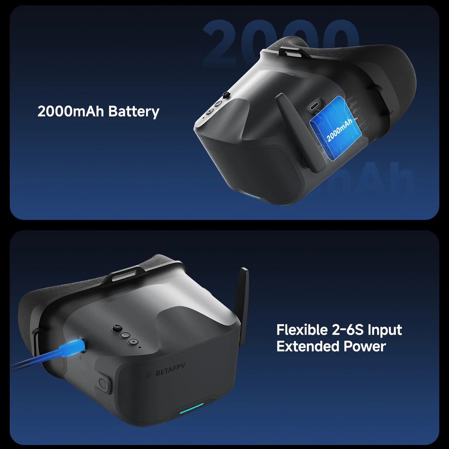 BETAFPV VR04 FPV-Brille mit DVR-Funktion, 5.8G 48Kanäle, 4.3Zoll Bildschirm, 480P Auflösung, Integrierter 2000mAh Akku, Unterstützt Aufnahm&Wiedergabe for Drohnen wie der Cetus Meteor Air Pavo-Serie