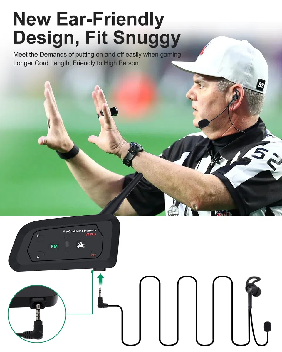 Schiedsrichter-Headset, Schiedsrichter-Kommunikationssystem-Sets für 3 Personen, Vollduplex, Fußball, kabellose Bluetooth-Headsets für offizielle Volleyball, Fußball, Fußball, Handballtrainer (3V4