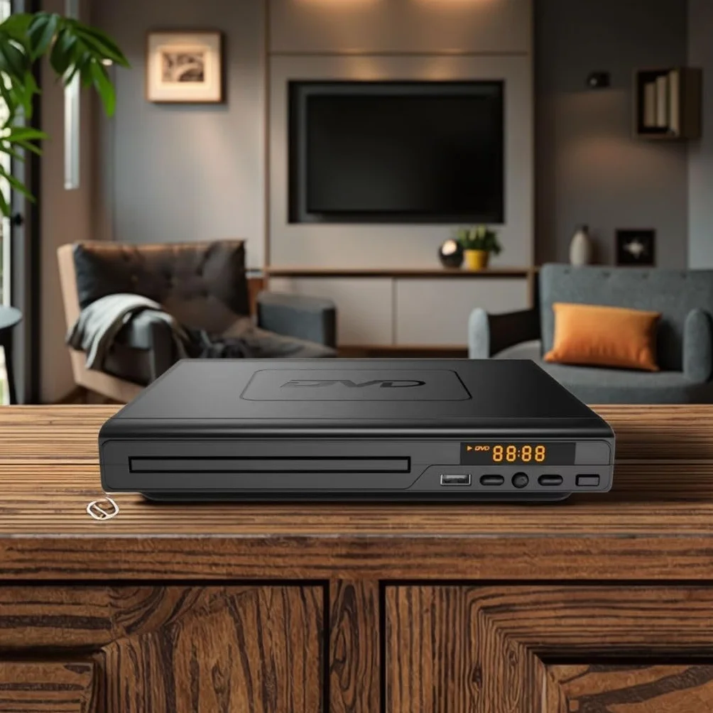 KCR DVD-Player für TV, DVD/CD / MP3 mit USB-Anschluss, HDMI- und AV-Ausgang (HDMI- und AV-Kabel enthalten), Fernbedienung