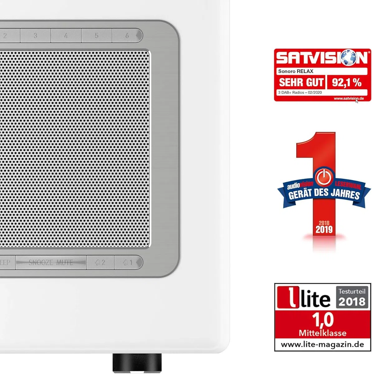 sonoro Relax Internetradio mit Bluetooth (Sleep-Timer, UKW, DAB Plus, WLAN, Spotify, Amazon, Deezer, Meditation) Radiowecker Weiß