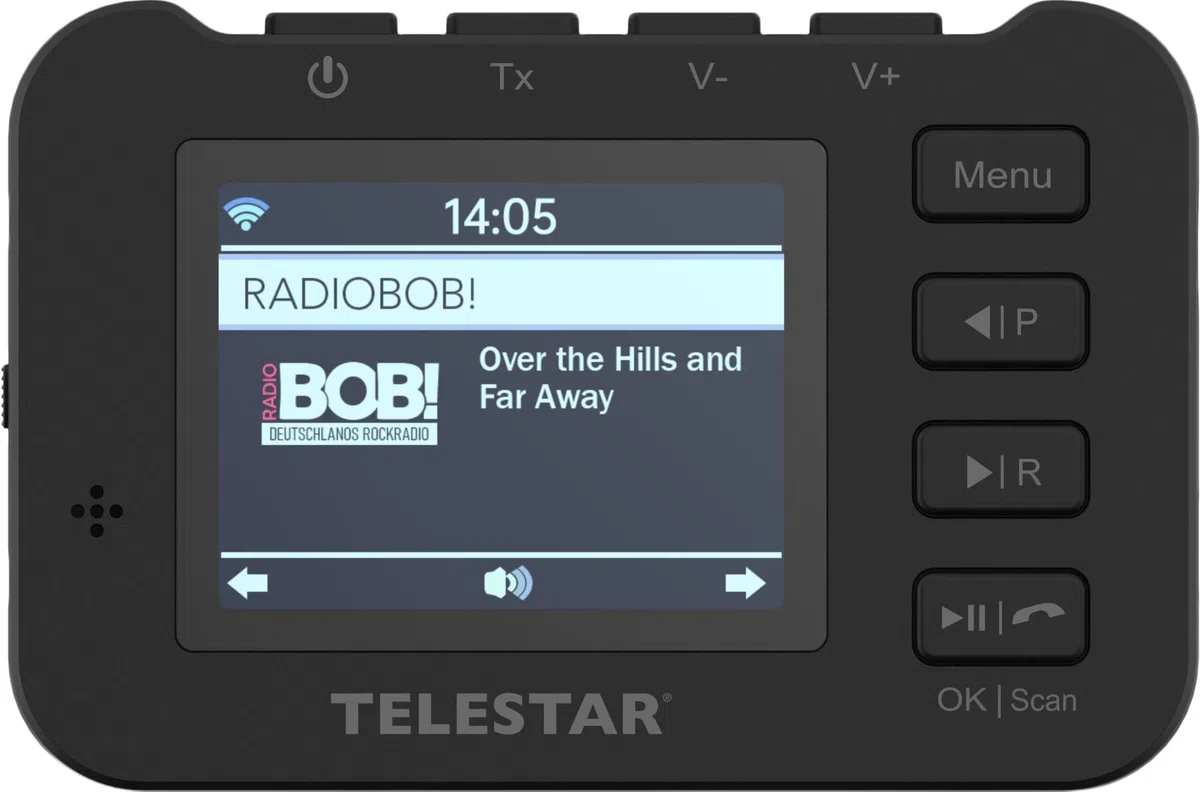 TELESTAR TOP CAR 2 – DAB+ Adapter für Autoradios, Akku – Schwarz | FM-Transmitter, Line-Out-Anschluss, Farbdisplay, Bluetooth Audio Streaming, Freisprecheinrichtung, microSD