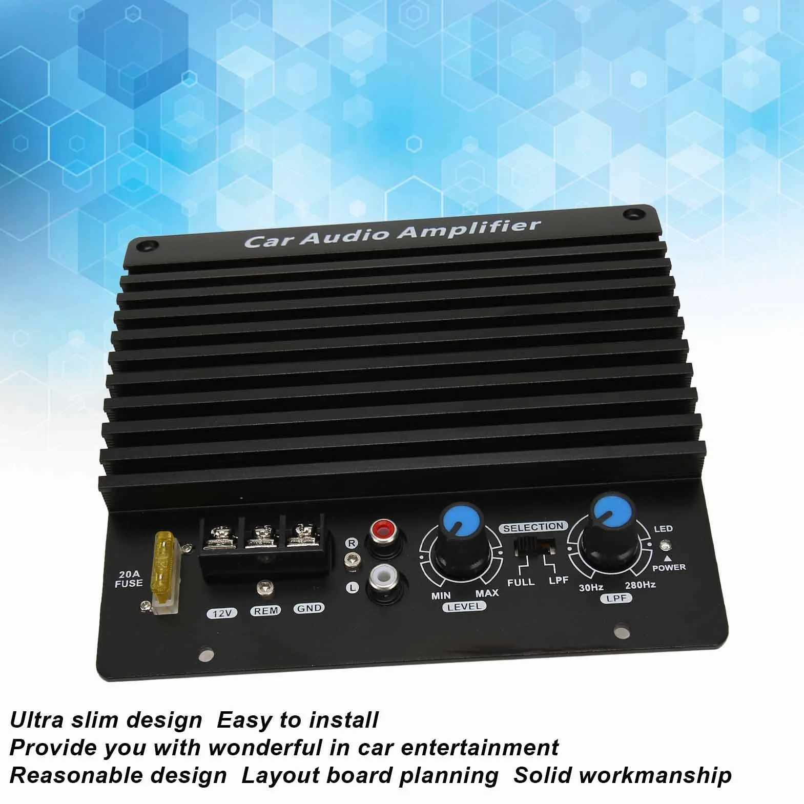 FK205 1000 W Car-Audio-Hochleistungsverstärkerplatine, 12 V Leistungsstarkes Fahrzeug-Bass-Subwoofer-Verstärkerboard, Kann 8 Zoll Bis 12 Zoll Tieftöner, 1000 W Spitzenleistung,