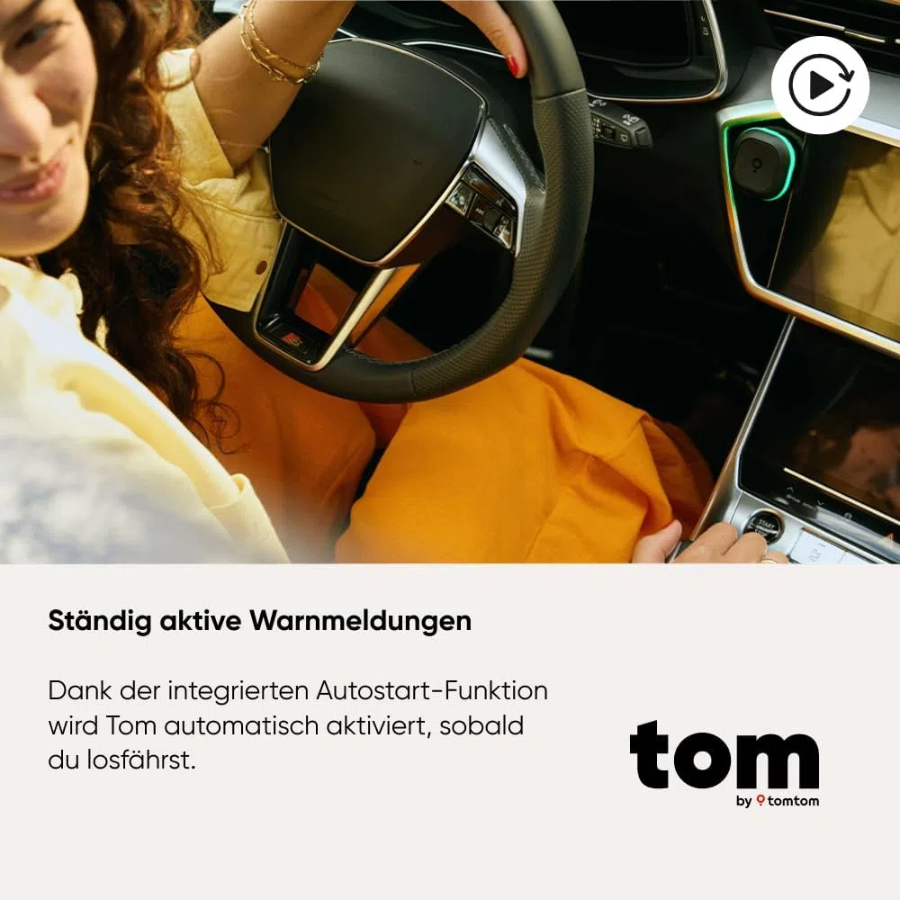 TomTom Verkehrsalarm Blitzerwarner für Auto – Warnt vor festen & mobilen Blitzern, Staus | Ohne ABO | CarPlay & Android Auto | Made in Europe