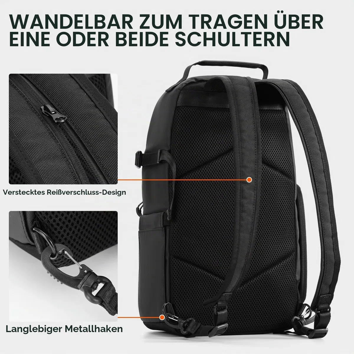 TARION Kameratasche Sling Kamerarucksack Klein: 2-in-1 Fotorucksack Kamera Sling Tasche 9L Fotografie mit Seitlicher Zugang Wasserdicht Regenhülle für DSLR SLR Spiegelreflex Reise TR-S