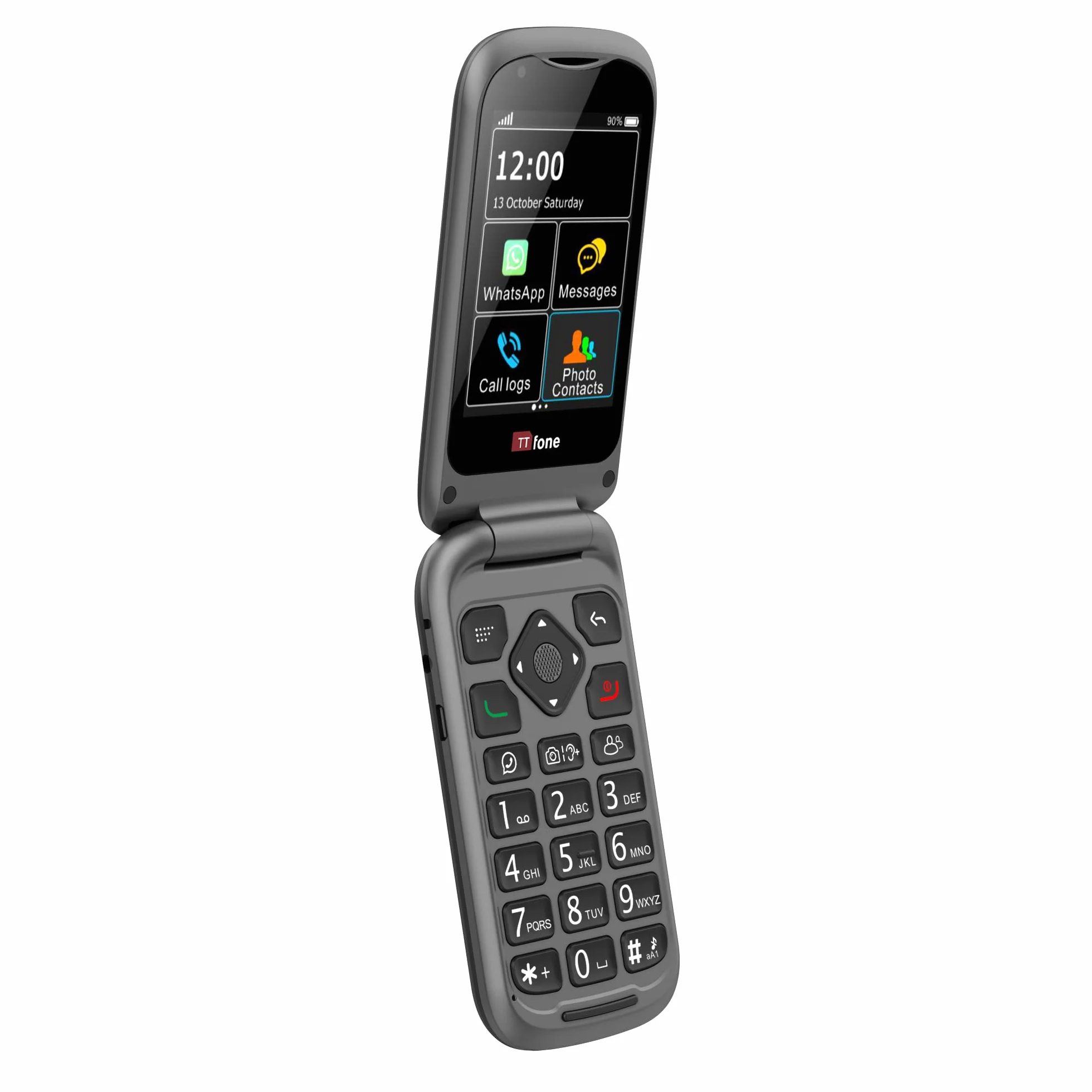 TTfone TT970 Whatsapp 4G Touchscreen Senior Big Button Flip Handy - mit 8MP Kamera und Hörgerät kompatibel und Notfallhilfe-Taste (Solo)