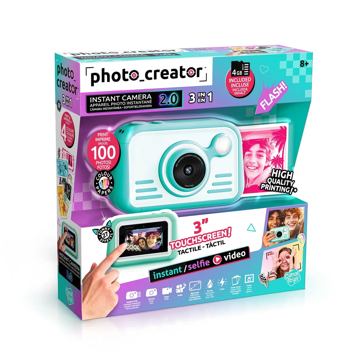 Canal Toys - Photo Creator - Sofortbildkamera in Blau für Kinder ab 8 Jahren - Geschenkidee, um Erinnerungen mit Freunden zu schaffen - Viel Spaß mit 4 Filtern und 22 Rahmen - Kinderkamera - CLK 046