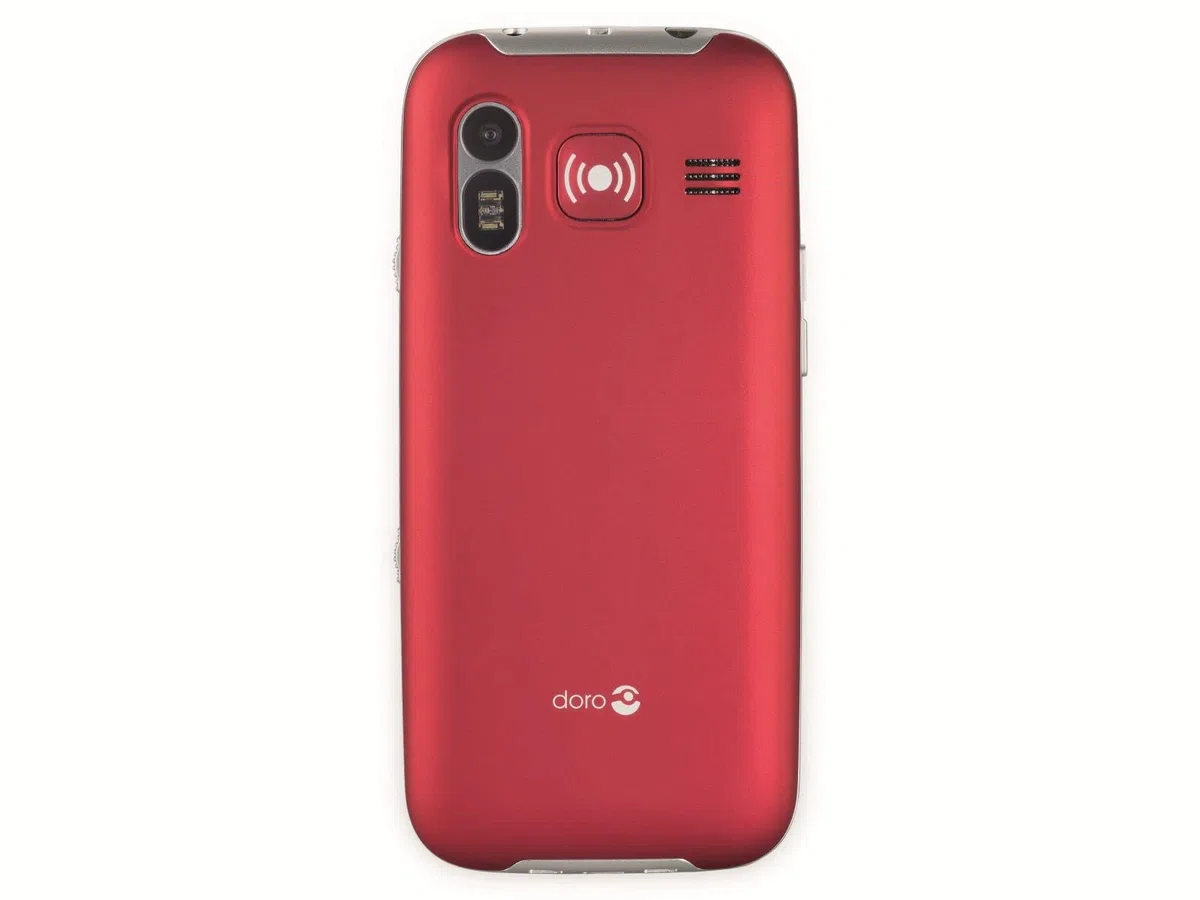 Primo 368 by Doro GSM Mobiltelefon mit froßem Farbdisplay, Fallsensor, Taschenlampe, FM-Radio, Kalender, inkl. Tischladestation, 360086, rot