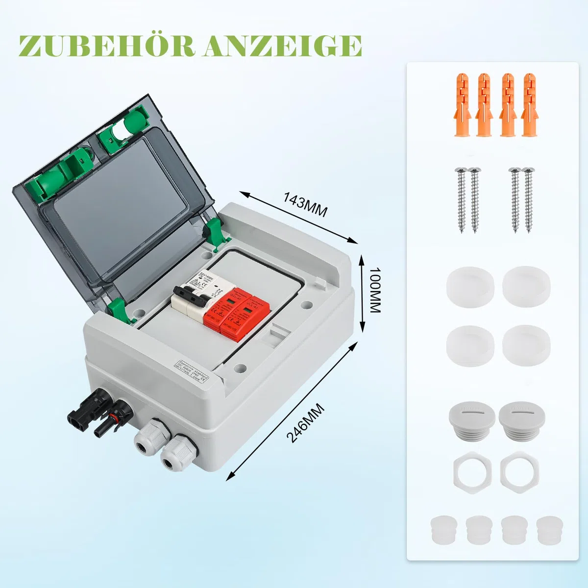 Überspannungsschutz PV DC 1000V Blitzschutz Leistungsschalter IP65 Wasserdicht 1 String 4 Modul Solar PV Anschlusskasten