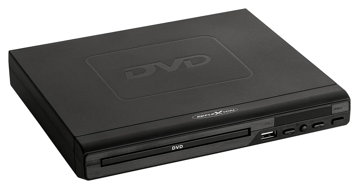 Reflexion DVD366, DVD-CD-Player, Slim Line, Display, CD-Kopierfunktion auf USB, Anti-Schock-System, Coax-Audioausgang, Schwarz