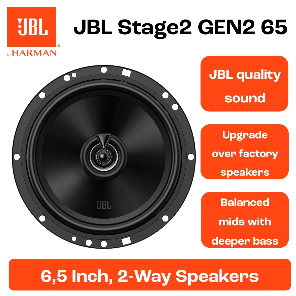JBL Stage2 GEN2 65 Koaxial Lautsprecher Auto 165mm 6,5 Zoll 60W RMS 480W Max Paarweise