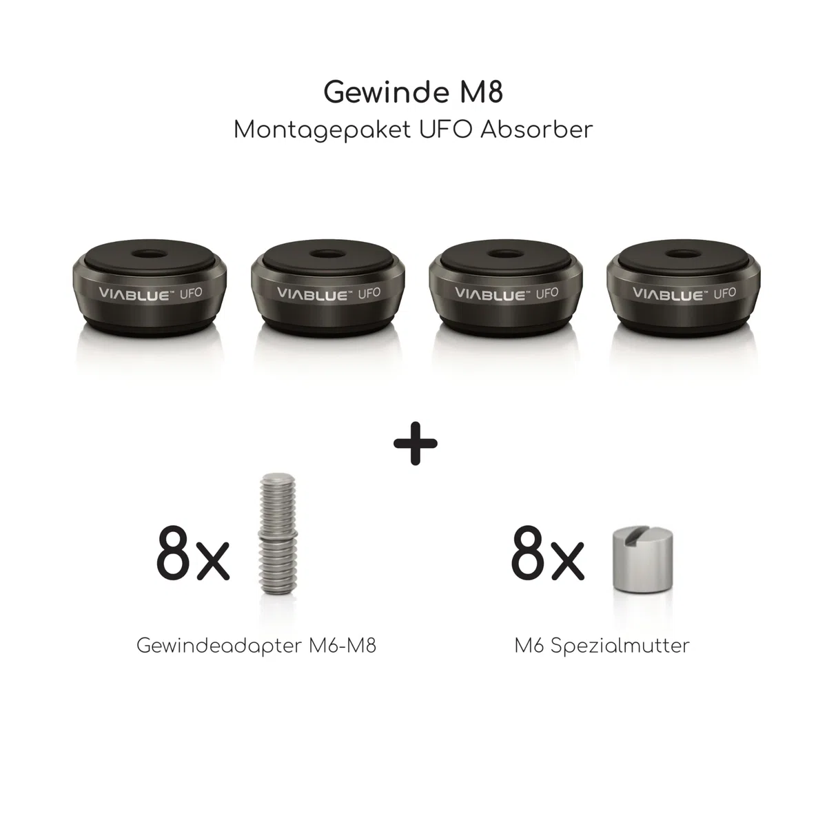 VIABLUE UFO Absorber * Ø 3,5 cm * Shock-, Resonanz,- Schwingungsdämpfer für Lautsprecher, Subwoofer und vibrierende Geräte * schwarz * Set 4 Stück
