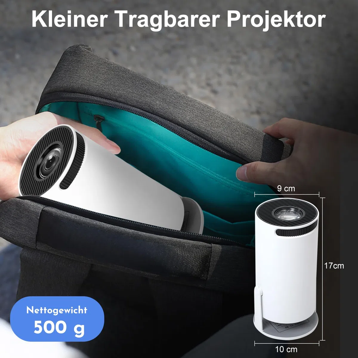 Mini Beamer 4K Unterstützt Android 11,Beamer Handy Outdoor 180°Drehbarer,Mini Projector 5G WiFi 6 BT 5.0,130 Zoll Geeignet für Telefon/PC/HDMI USB,Smart Projector für Handy Phone/TV Stick/Laptop/HDMIv