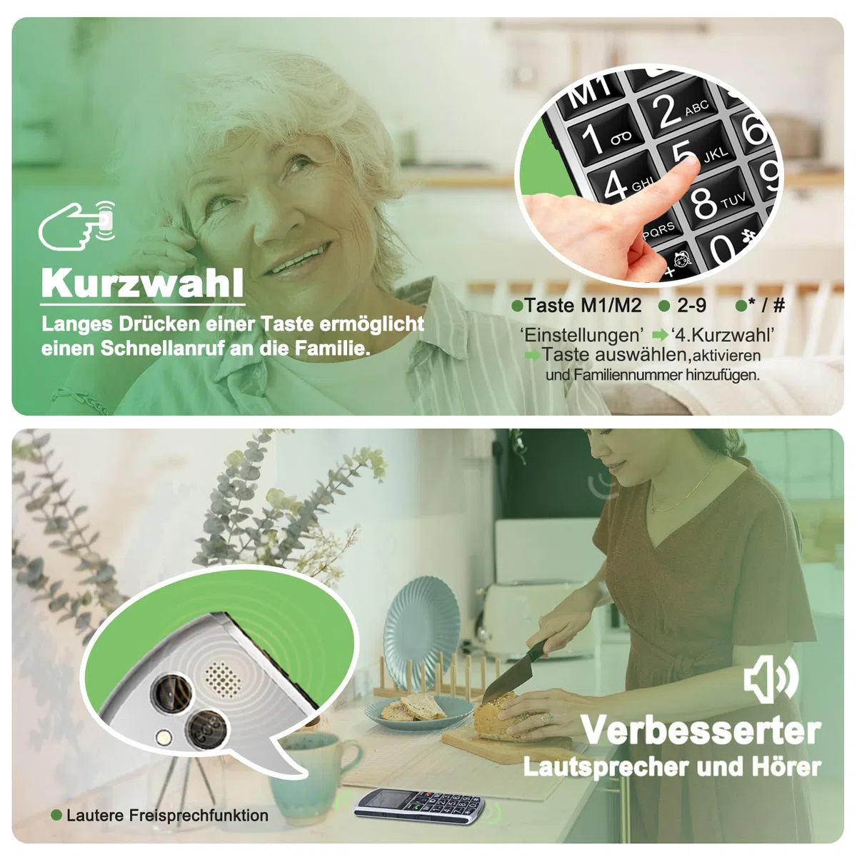 artfone A400 4G Volte Seniorenhandy ohne Vertrag | Großtasten Handy mit Notruftaste&1800mAh Akku,Dual-SIM Tastenhandy mit Tischladestation | Einfaches Mobiltelefon für Senioren, 2,4" Display | Silber