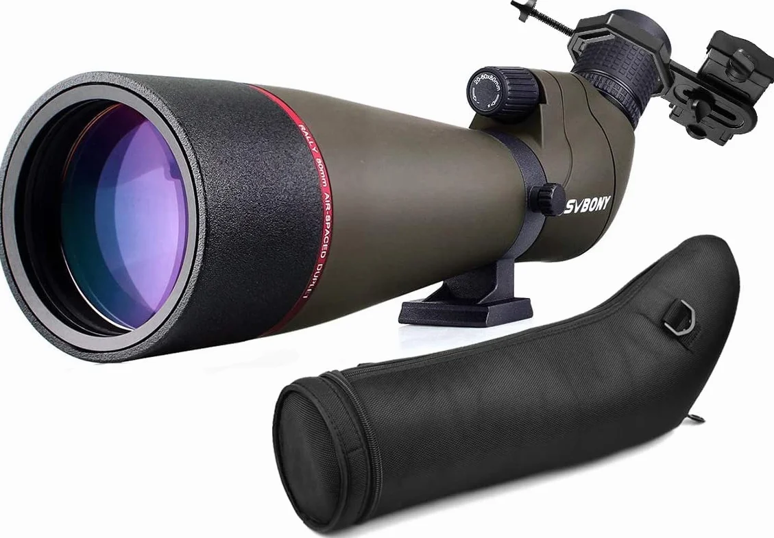 Svbony SV13 20-60x80 Spektiv Vogelbeobachtung mit Smartphone Adapter, HD FMC Wasserdicht Spektive mit Tragetasche, Porro Prisma Spotting Scope für Sportschützen Wildlife Scenery