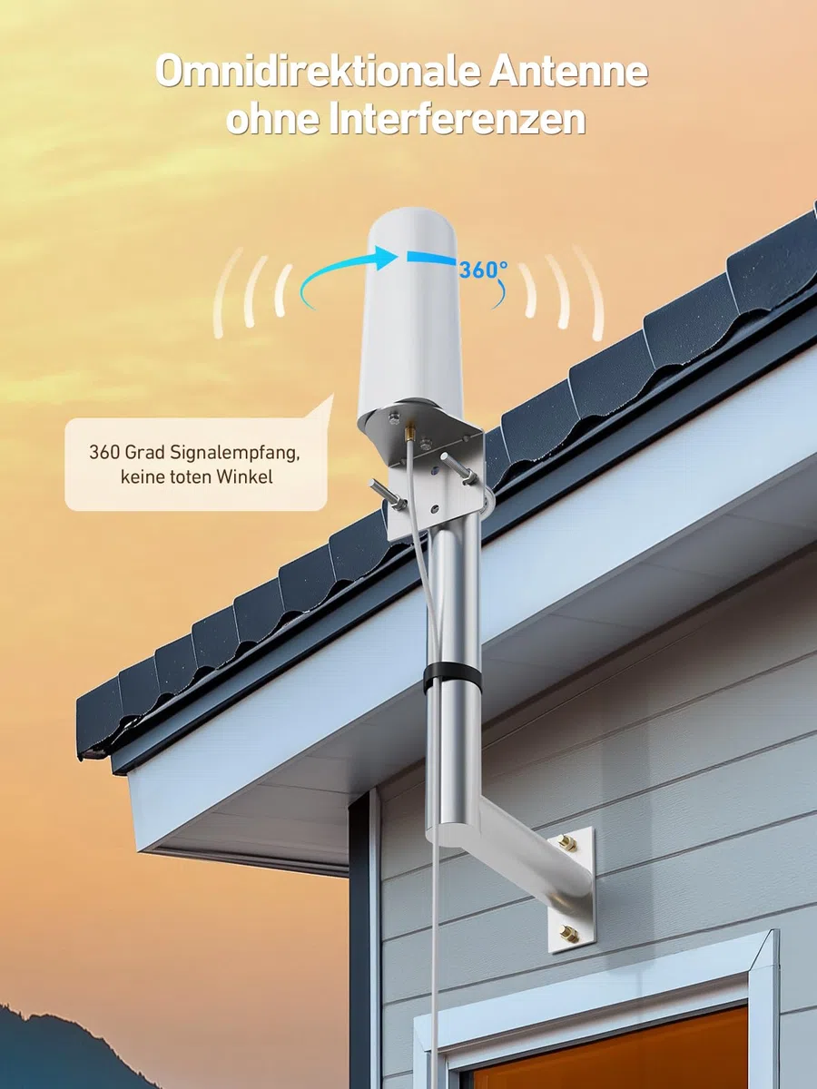 Mobilfunk Signalverstärker für Band 3, 7, 8, 20, Empfangsverstärker Handy für Haus und Büro, 5G 4G LTE 3G GSM Repeater, Handynetz Verstärker für Alle Netzbetreiber O2 E-Plus T-Mobile Vodafone