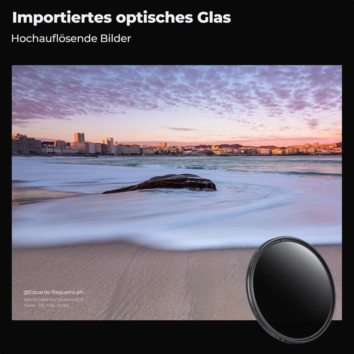 K&F CONCEPT 67mm ND Filter Variabler Graufilter ND2-ND400 (1-9 Blendenstufen) mit DREI Reinigungstücher für Landschaftsfotografie（Nano-Basic Serie）