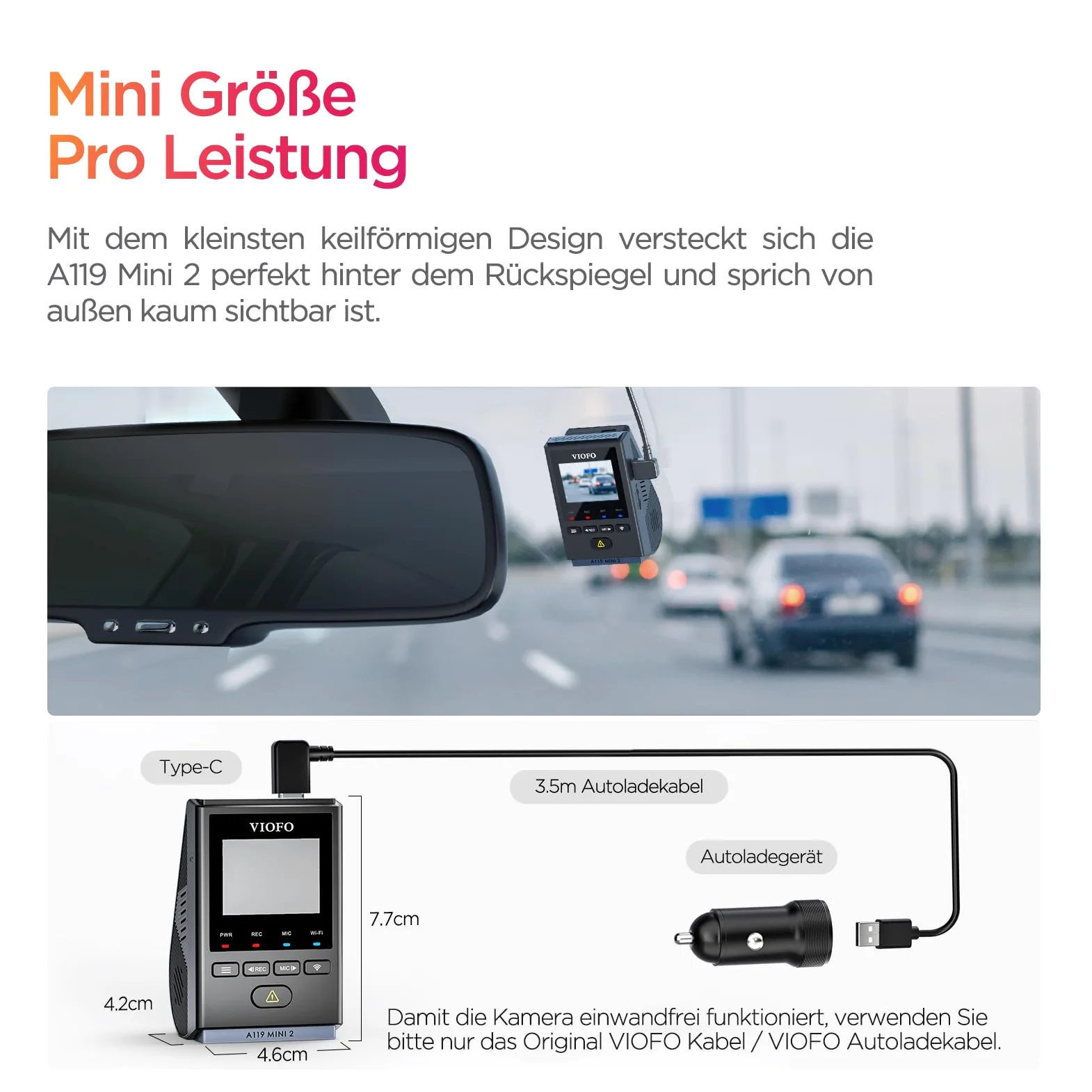 【A119 MINI 2+CPL-100】 VIOFO Dashcam A119 Mini 2, Front 2,7K 5GHz Wi-Fi, 2K 60fps/HDR 30fps Sprachsteuerung, STARVIS 2 Verbesserte Nachtsicht, 1,5" LCD Versteckte Dash Cam Auto