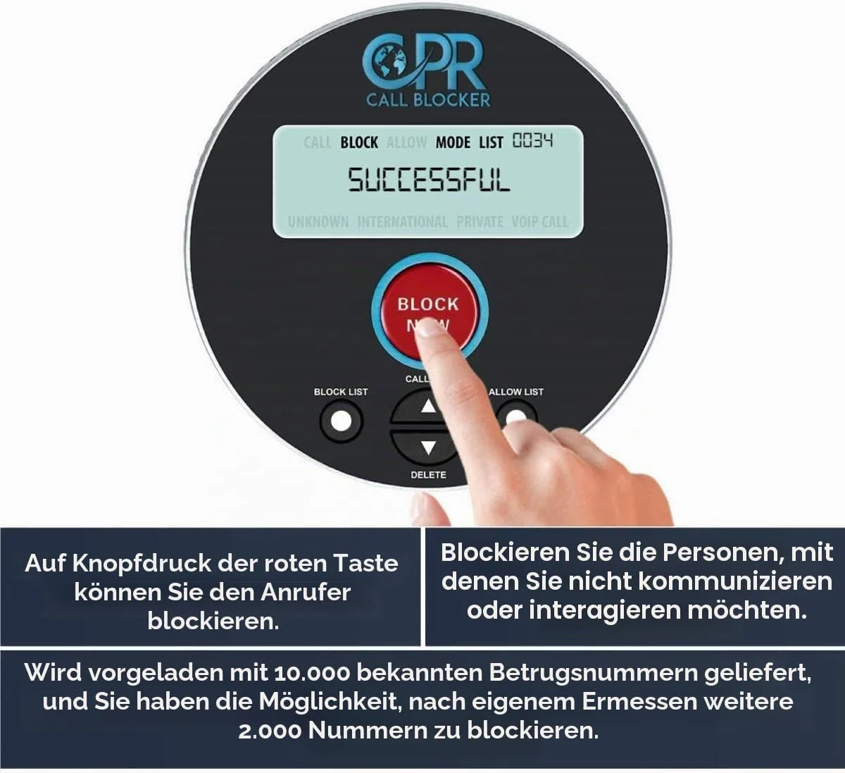 CPR Call Blocker V10000 - Blockieren Sie alle störenden, PPI-Anrufe, Betrugsfälle, Anrufe und unerwünschten Anrufe ins Festnetz. Anruf für alle Versicherungen sperren.