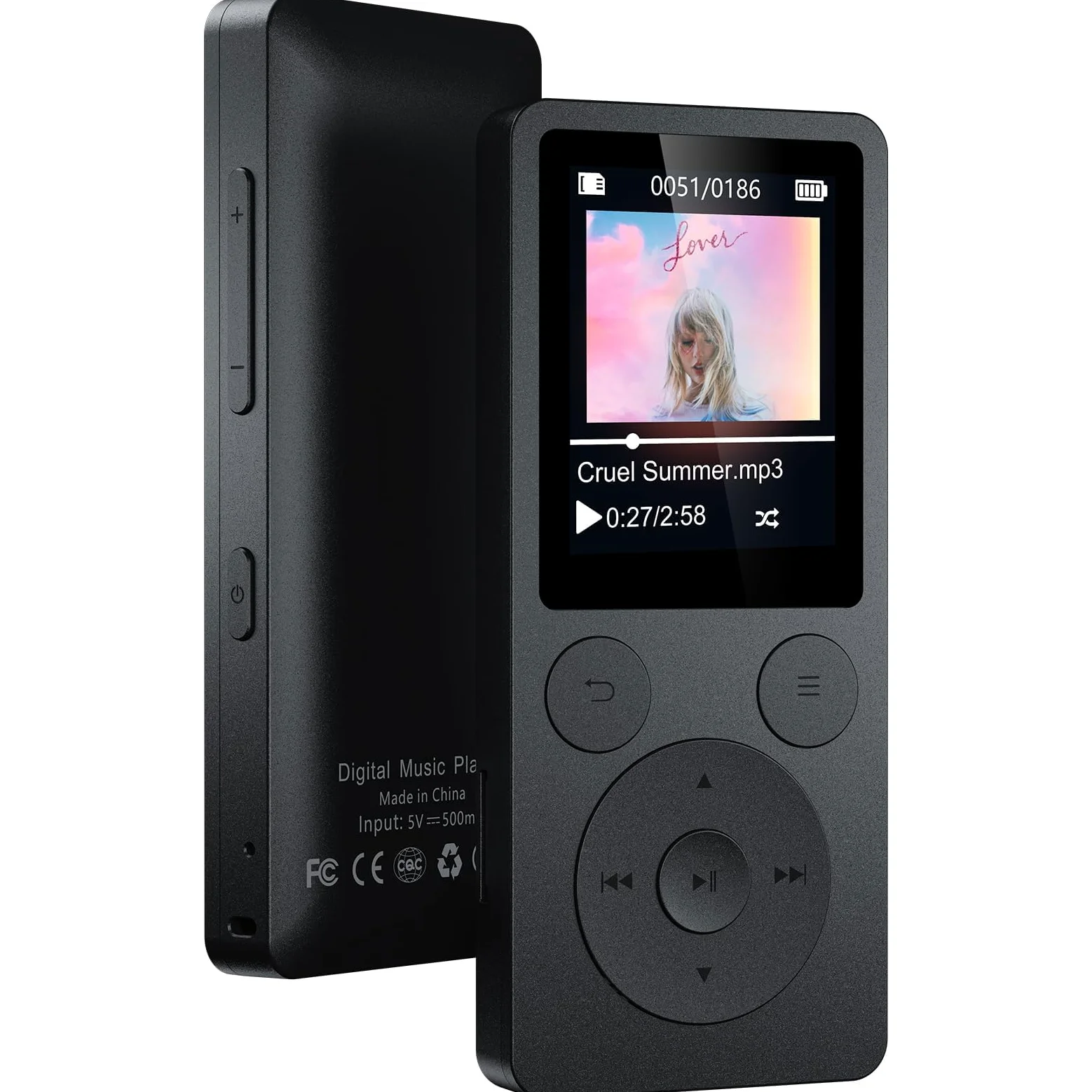 64GB MP3 Player Bluetooth 5.3 & Lautsprecher – Upgrade mit physischen Tasten (Zurück, Menü, Lautstärke), Nur 37g mit Kopfhörer FM Radio Diktiergerät Mini-Design HiFi-Sound, bis zu 128G