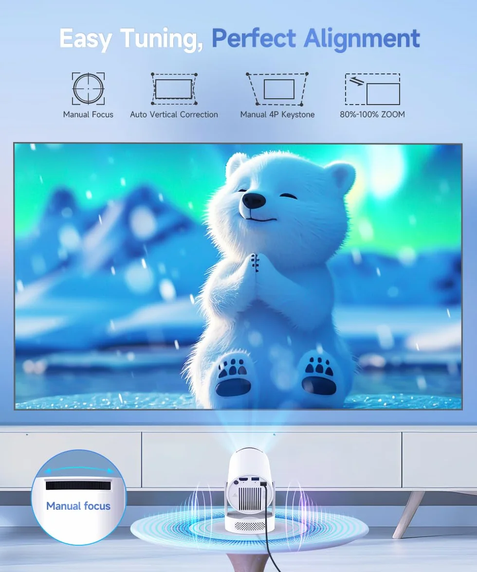 Magcubic Mini Beamer 4K HY300pro+ Android 14 Auto Trapezkorrektur WiFi 6 BT 5.4 180°Dreh 5W Lautsprecher