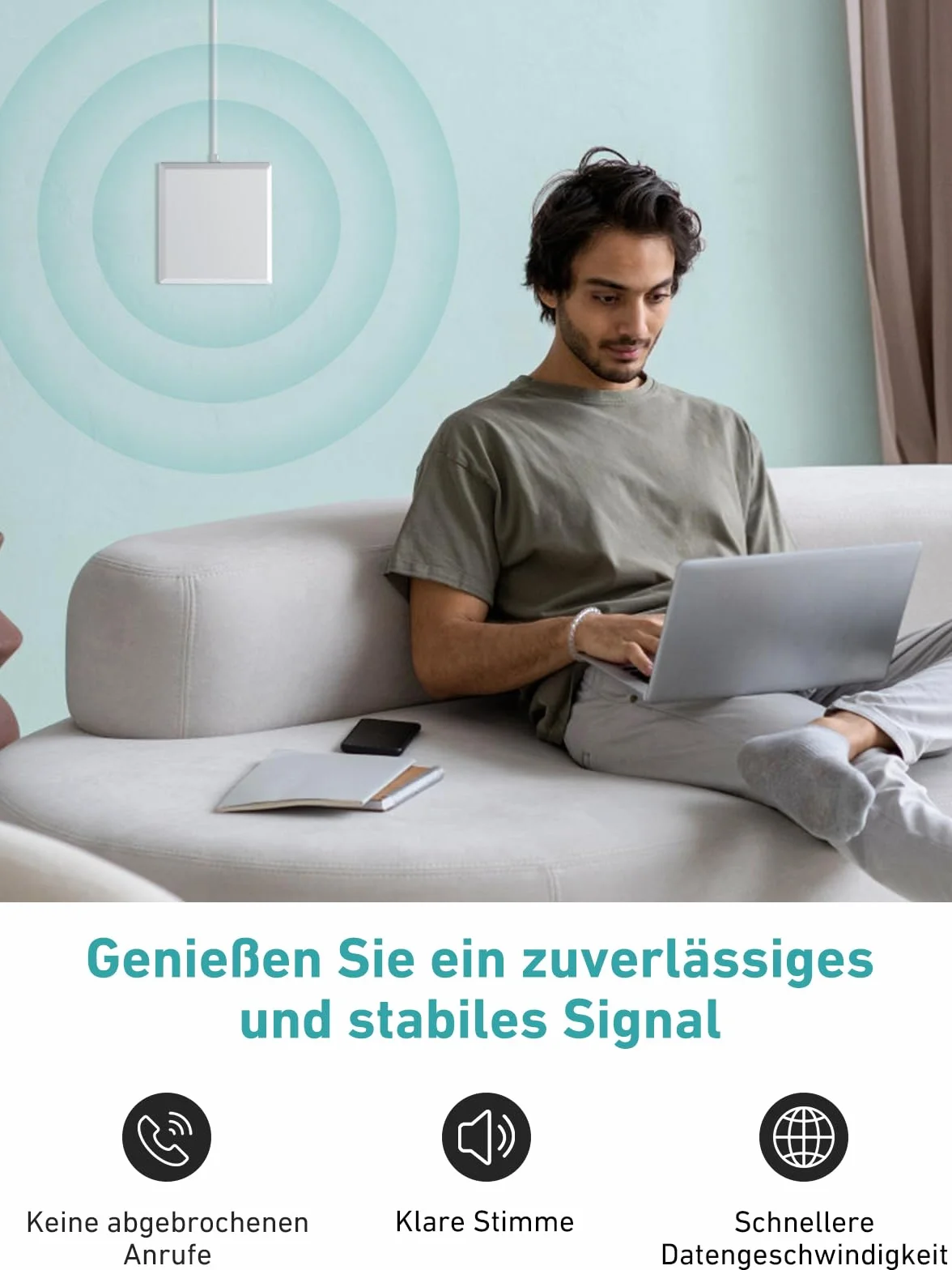 Mobilfunk Verstärker für Band 1/3/7/8/20, Handy Signalverstärker für Haus und Büro, 5G 4G LTE 3G GSM Repeater für Alle Europäischen Netzbetreiber O2 E-Plus T-Mobile Vodafone, MGC&AGC