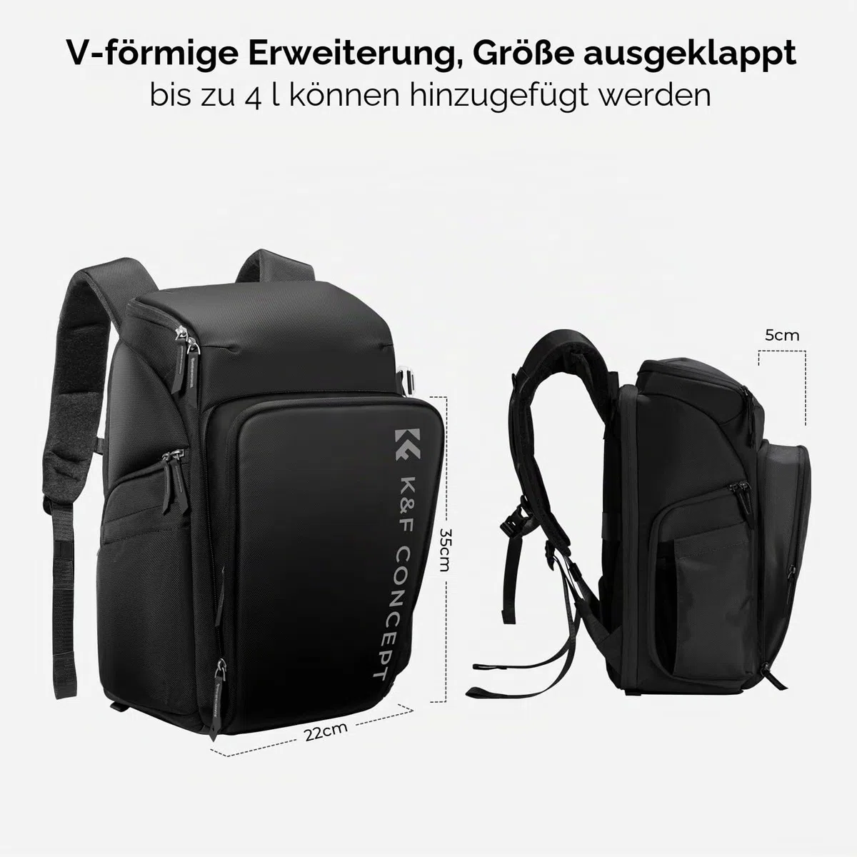 K&F CONCEPT Kamerarucksack, Fotorucksack für Fotografen, Kamerarucksack mit 15.6 Zoll-Laptopfach, kompatibel für Canon/Nikon/Sony/DJI Mavic Drone (Alpha Rucksack 25L), Schwarz