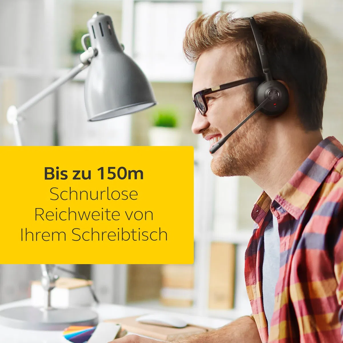 Jabra Engage 65 SE Schnurloses Stereo-Headset für professionelle Anrufe, DECT-Sicherheit, 13-Stunden-Akku, ganztägiger Basis, Netzteil, USB-C-Kabel, Kompatibilität der Meeting App