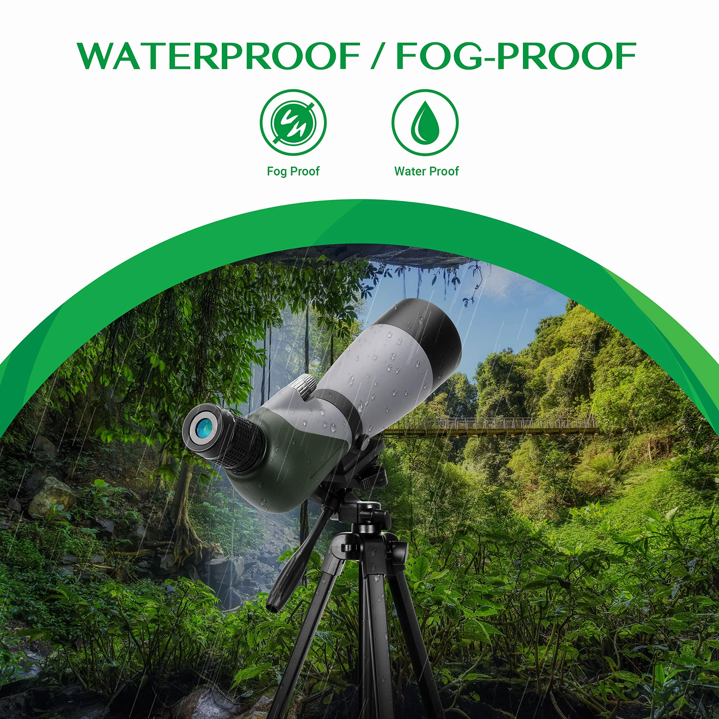Aomekie 20-60x70MM Spektiv Sportschützen Jagd mit Verstellbarem Stativ Spotter Scope Wasserdicht Telefonadapter und Tragetasche BAK4 Porro Prism Fernrohr Teleskop Monokular Fernglas
