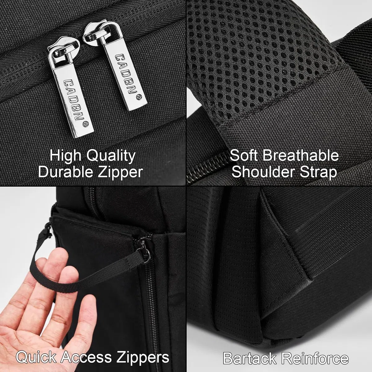 Kamerarucksack, CADeN Wasserdicht Kameratasche Dual Use SLR Bag Diebstahl Fotorucksack Kompatibel mit spiegelreflexkamera Canon Nikon Sony Stativ(Schwarz)