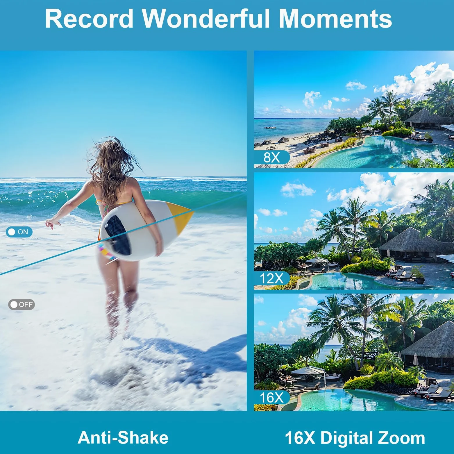 Unterwasserkamera, Yixinxin Digitalkamera wasserdichte UHD 4K 64MP Autofocus mit Einer 32GB Karte Selfie Doppelte Bildschirme wasserdichte Kamera zum Schnorcheln