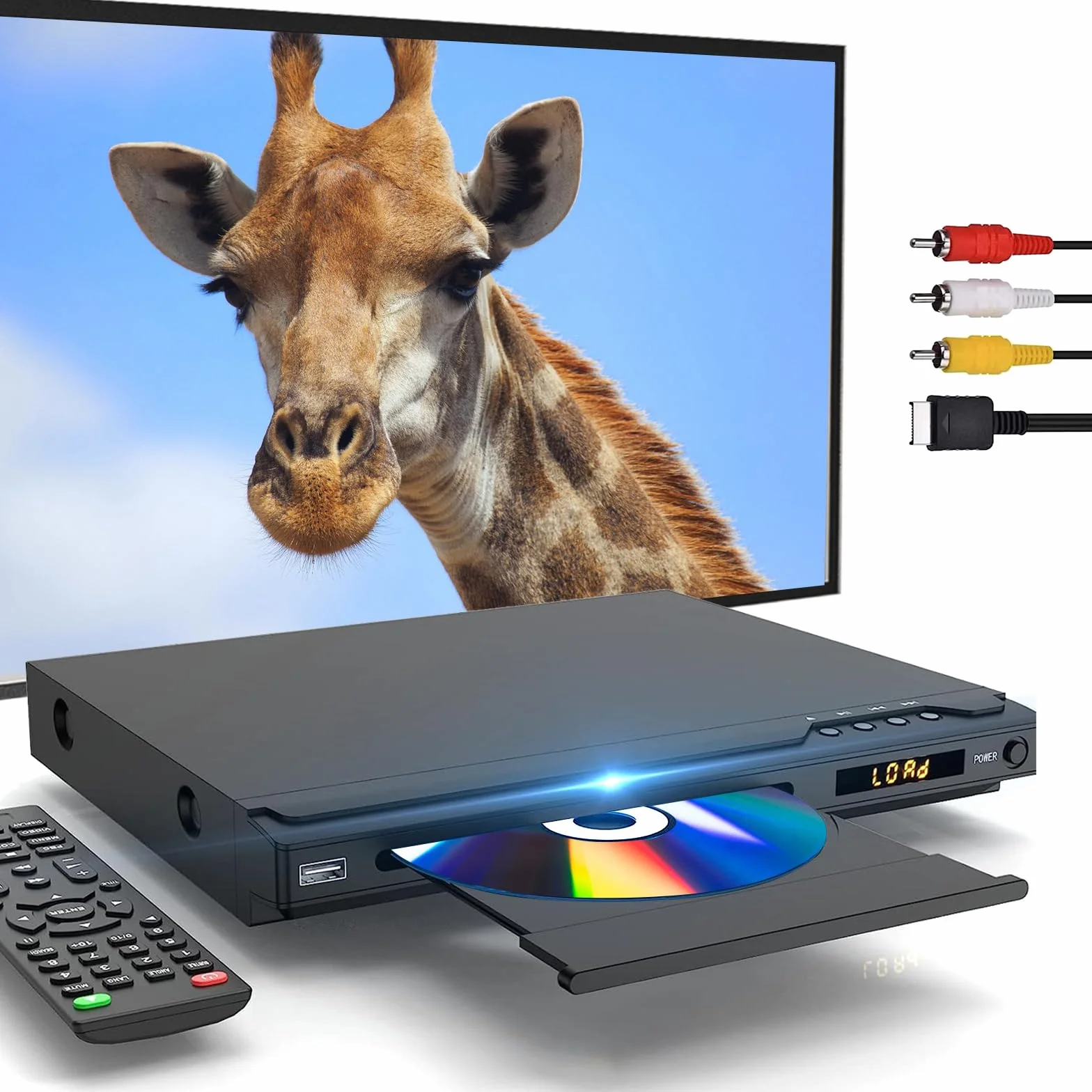 DVD Player für Fernseher 1080p HDMI DVD Players unterstützen PAL/NTSC, Multi Region Free DVDs Spieler mit Karaoke-Anschlüssen, USB-Eingang, HDMI- und AV-Kabeln