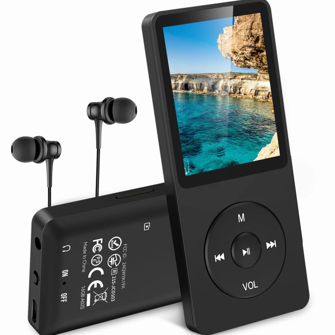 AGPTEK MP3 Player, 16GB verlustfrei MP3 mit 1,8 Zoll Bildschirm, 70 Stunden tragbare Musik Player mit Kopfhörer, FM Radio, Bilder, Aufnahmen, E-Buch, Schwarz